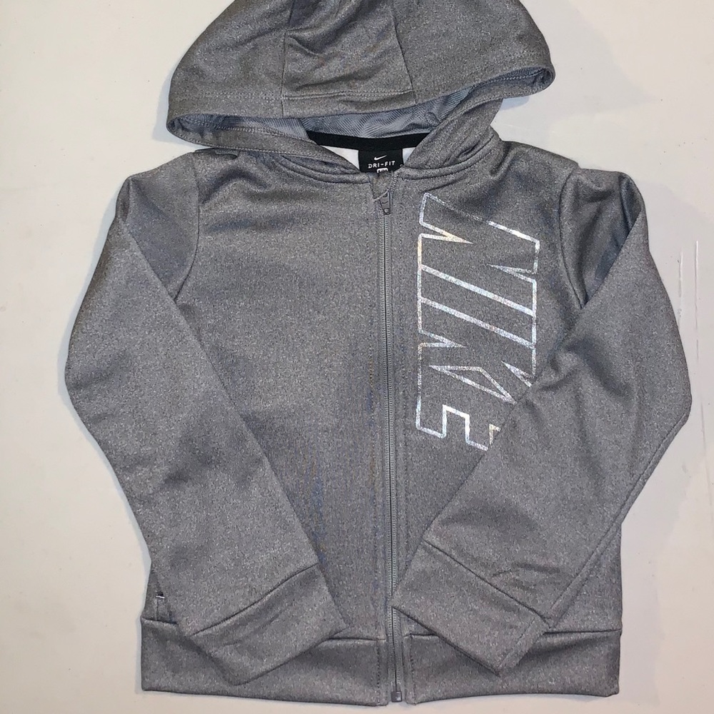 Nike dark grey heather zip up hooded sweatshirt
